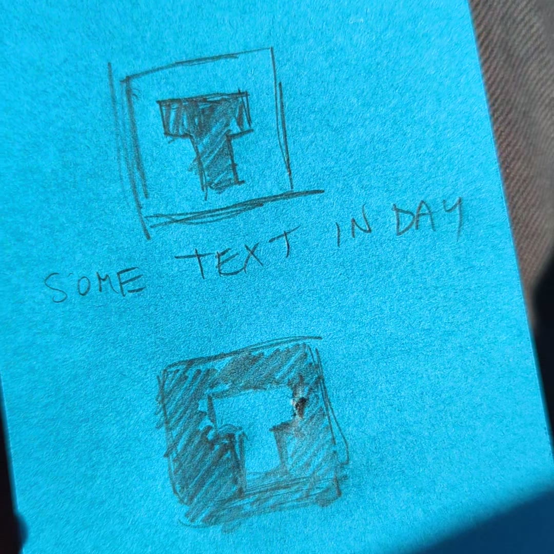 Index card sketch: some text in day mode